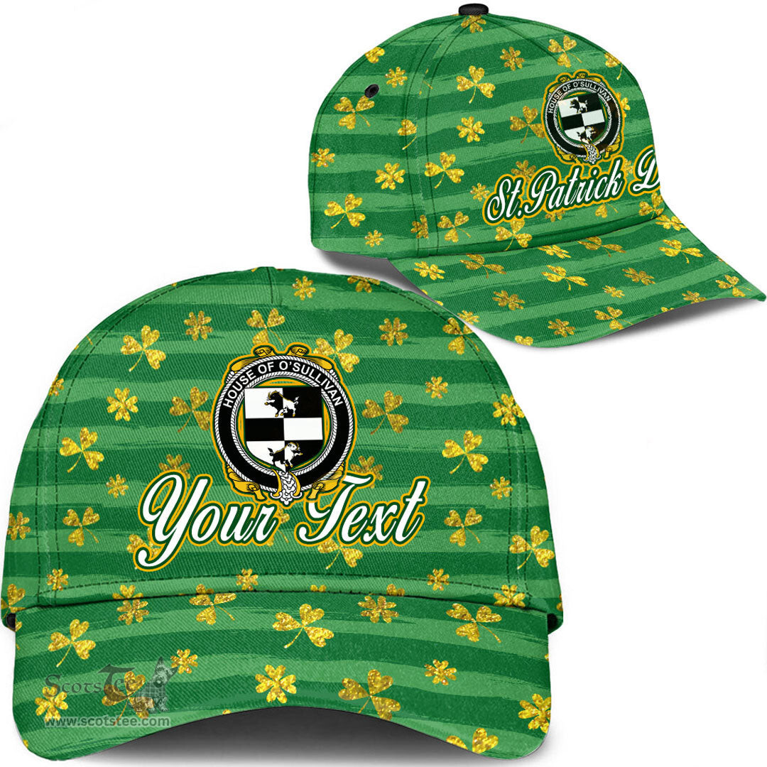 Irish House of O SULLIVAN Beare Coat Of Arms Family Crest Personalized Custom Ireland Cap Irish Golden Irish Shamrock