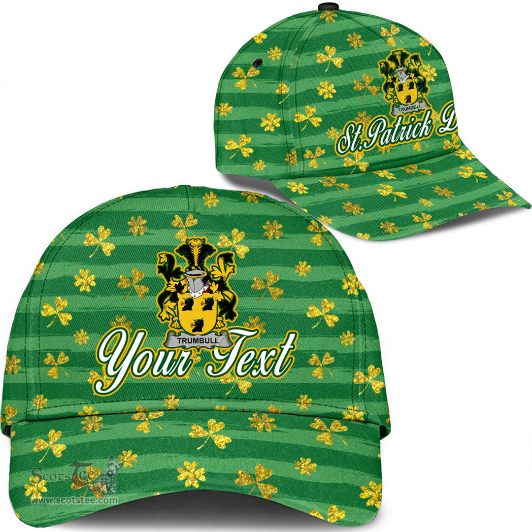Irish Trumbull or Turnbull Coat Of Arms Family Crest Personalized Custom Ireland Cap Irish Golden Irish Shamrock