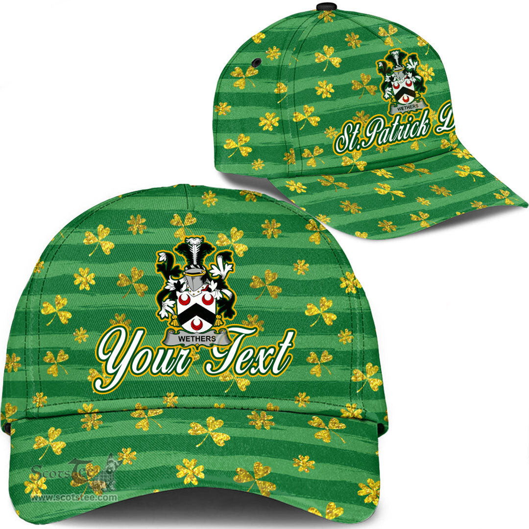 Irish Wethers Coat Of Arms Family Crest Personalized Custom Ireland Cap Irish Golden Irish Shamrock