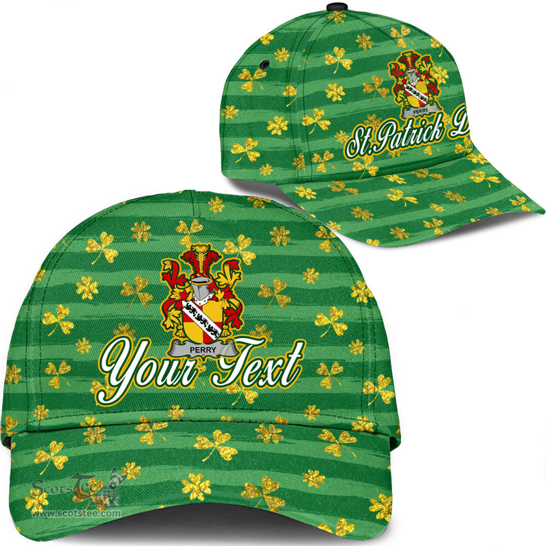 Irish Perry Coat Of Arms Family Crest Personalized Custom Ireland Cap Irish Golden Irish Shamrock