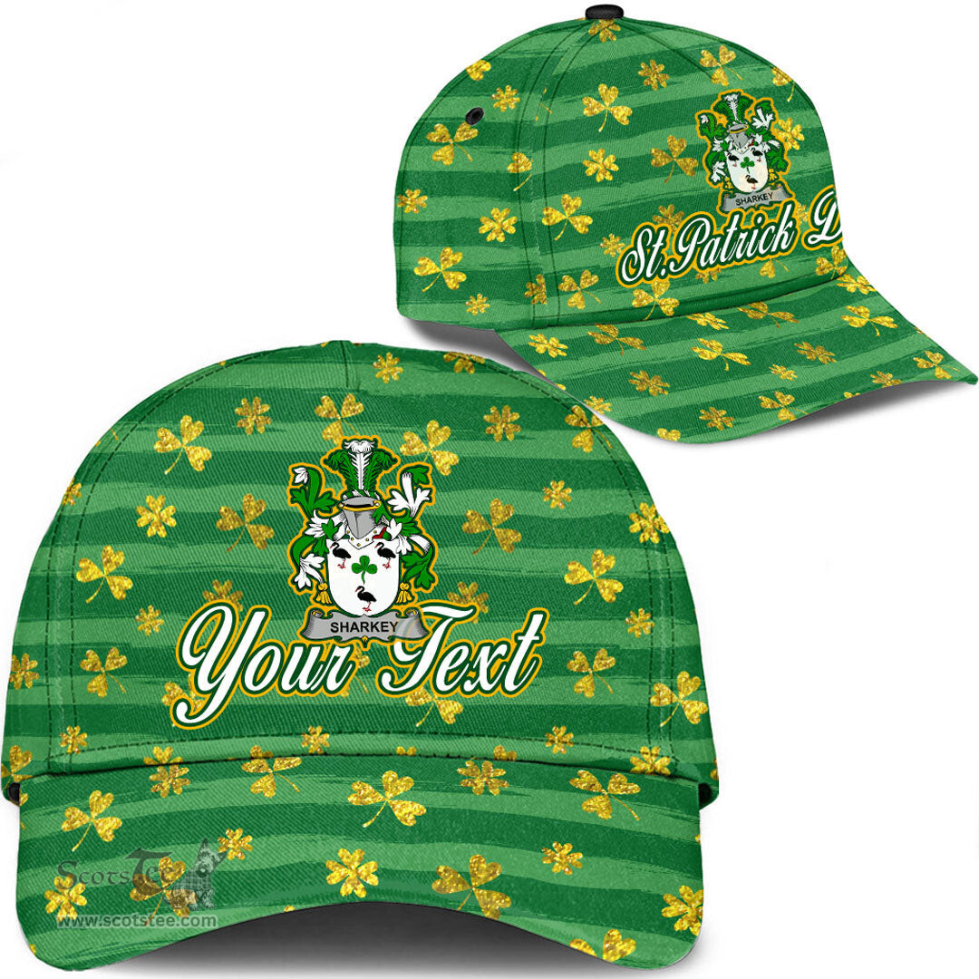 Irish Sharkey or O Sharkey Coat Of Arms Family Crest Personalized Custom Ireland Cap Irish Golden Irish Shamrock