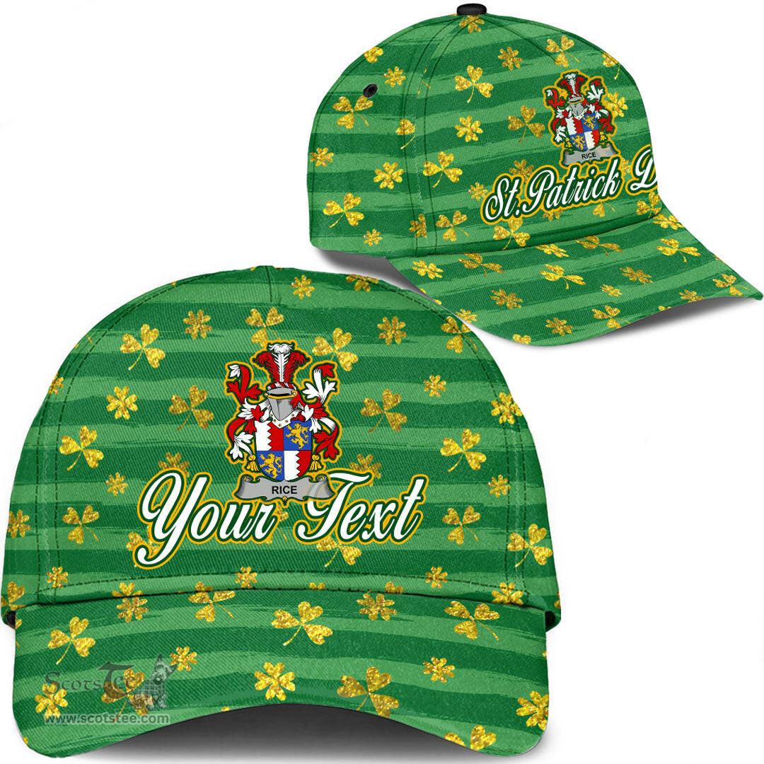 Irish Rice Coat Of Arms Family Crest Personalized Custom Ireland Cap Irish Golden Irish Shamrock