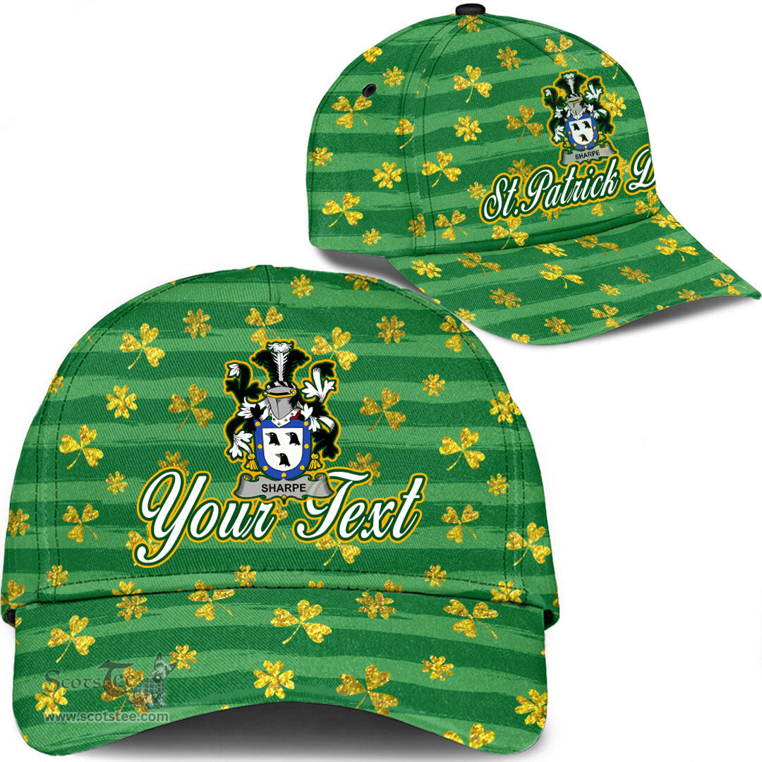 Irish Sharpe Coat Of Arms Family Crest Personalized Custom Ireland Cap Irish Golden Irish Shamrock