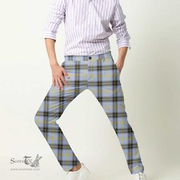 Scottish Bell of the Borders Tartan Mens Half Elastic Twill Pants Tartan Plaid Casual Trousers