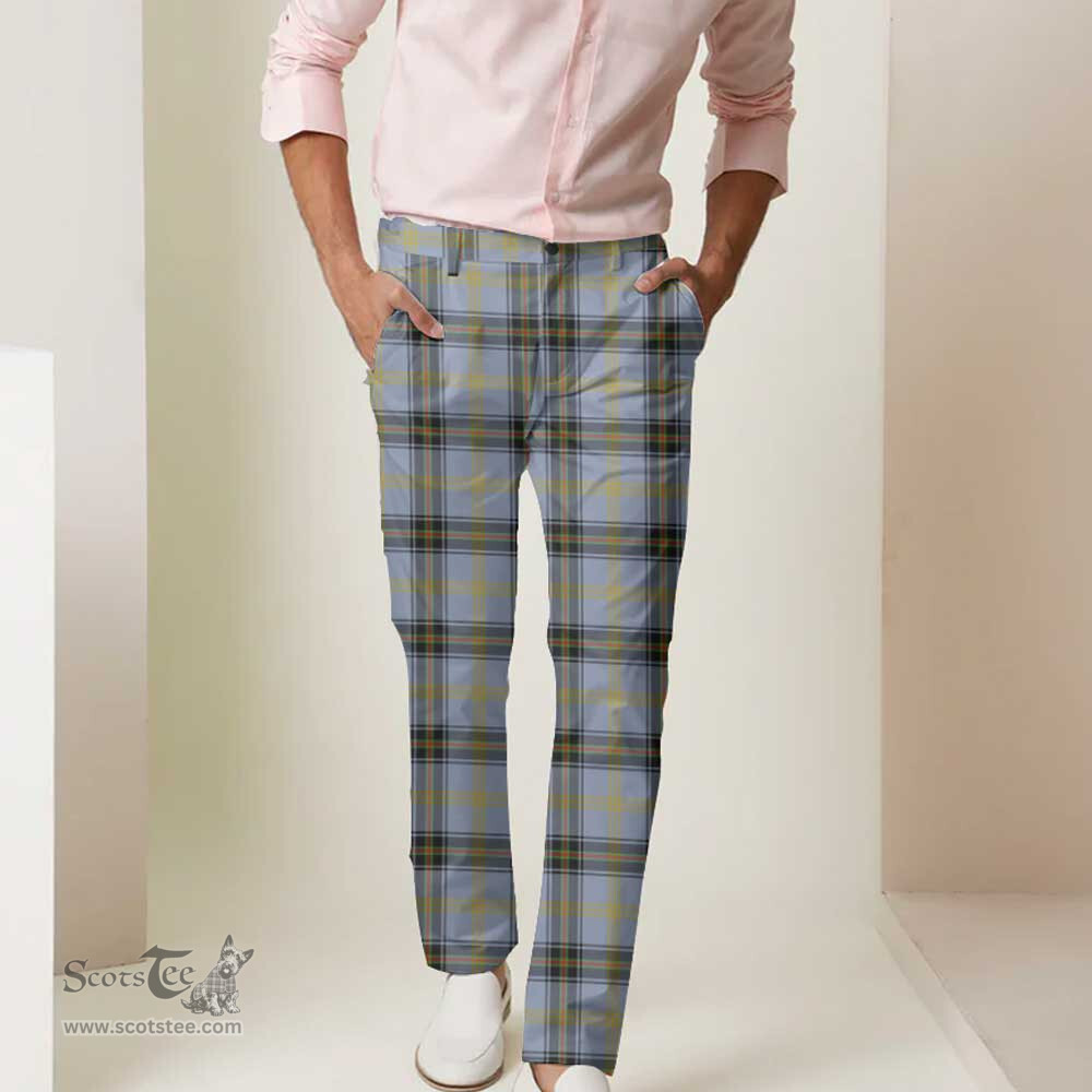 Scottish Bell of the Borders Tartan Mens Half Elastic Twill Pants Tartan Plaid Casual Trousers