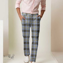 Scottish Bell of the Borders Tartan Mens Half Elastic Twill Pants Tartan Plaid Casual Trousers