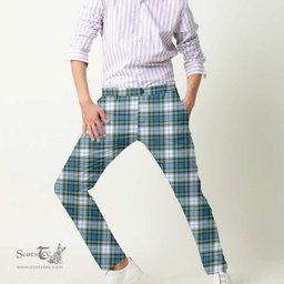 Scottish Campbell Dress Tartan Mens Half Elastic Twill Pants Tartan Plaid Casual Trousers