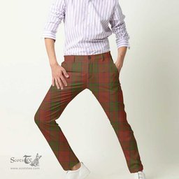 Scottish Drummond Clan Tartan Mens Half Elastic Twill Pants Tartan Plaid Casual Trousers