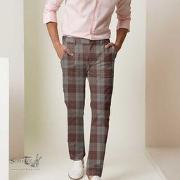 Scottish Cunningham Burgundy Dancers Tartan Mens Half Elastic Twill Pants Tartan Plaid Casual Trousers