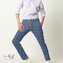 Scottish MacLaine of Loch Buie Tartan Mens Half Elastic Twill Pants Tartan Plaid Casual Trousers