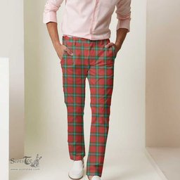 Scottish MacLaine of Loch Buie Tartan Mens Half Elastic Twill Pants Tartan Plaid Casual Trousers