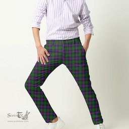 Scottish Morrison Modern Tartan Mens Half Elastic Twill Pants Tartan Plaid Casual Trousers