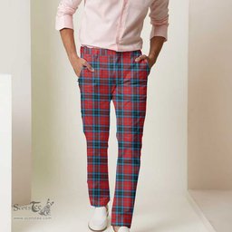 Scottish MacTavish Modern Tartan Mens Half Elastic Twill Pants Tartan Plaid Casual Trousers