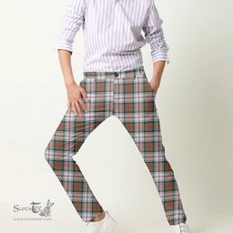 Scottish MacDuff Dress Ancient Tartan Mens Half Elastic Twill Pants Tartan Plaid Casual Trousers