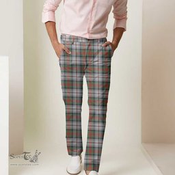 Scottish MacDuff Dress Ancient Tartan Mens Half Elastic Twill Pants Tartan Plaid Casual Trousers