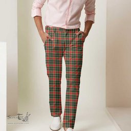 Scottish MacLachlan Hunting Modern Tartan Mens Half Elastic Twill Pants Tartan Plaid Casual Trousers