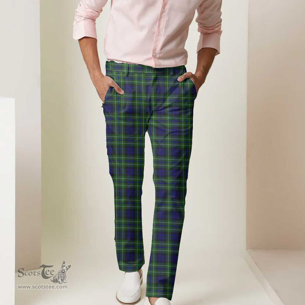 Scottish MacNeil of Colonsay Modern Tartan Mens Half Elastic Twill Pants Tartan Plaid Casual Trousers