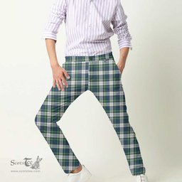 Scottish Gordon Dress Ancient Tartan Mens Half Elastic Twill Pants Tartan Plaid Casual Trousers