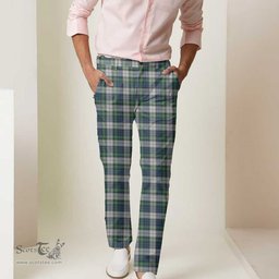 Scottish Gordon Dress Ancient Tartan Mens Half Elastic Twill Pants Tartan Plaid Casual Trousers