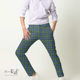 Scottish MacLaren Ancient Tartan Mens Half Elastic Twill Pants Tartan Plaid Casual Trousers