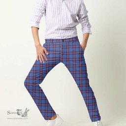 Scottish Elliot Modern Tartan Mens Half Elastic Twill Pants Tartan Plaid Casual Trousers