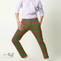 Scottish Middleton Modern Tartan Mens Half Elastic Twill Pants Tartan Plaid Casual Trousers