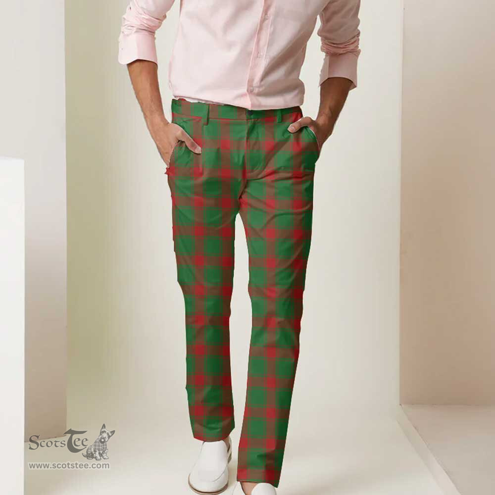 Scottish Middleton Modern Tartan Mens Half Elastic Twill Pants Tartan Plaid Casual Trousers