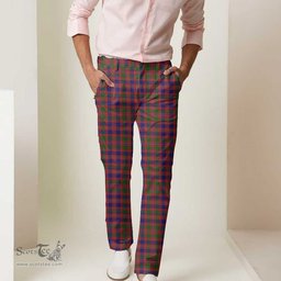 Scottish MacIntyre Modern Tartan Mens Half Elastic Twill Pants Tartan Plaid Casual Trousers