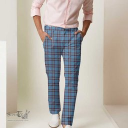 Scottish Elliot Ancient Tartan Mens Half Elastic Twill Pants Tartan Plaid Casual Trousers