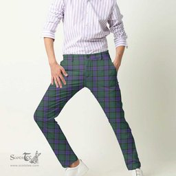 Scottish Sinclair Hunting Modern Tartan Mens Half Elastic Twill Pants Tartan Plaid Casual Trousers