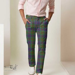 Scottish Stewart of Appin Hunting Modern Tartan Mens Half Elastic Twill Pants Tartan Plaid Casual Trousers