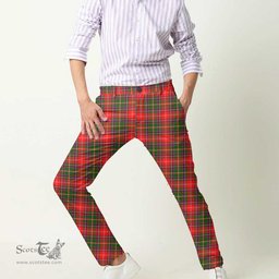 Scottish Somerville Modern Tartan Mens Half Elastic Twill Pants Tartan Plaid Casual Trousers