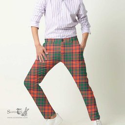 Scottish Stewart of Appin Ancient Tartan Mens Half Elastic Twill Pants Tartan Plaid Casual Trousers