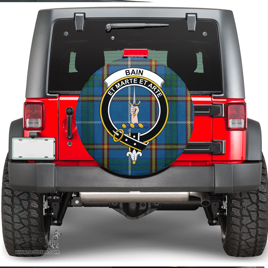 Scottish Bain Clan Tartan Crest Spare Tire Cover - Show Your Clan Pride