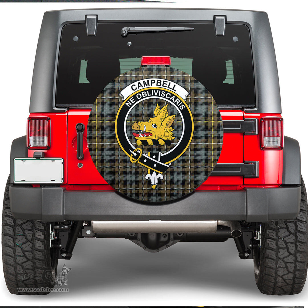 Scottish Campbell Argyll Weathered Clan Tartan Crest Spare Tire Cover - Show Your Clan Pride