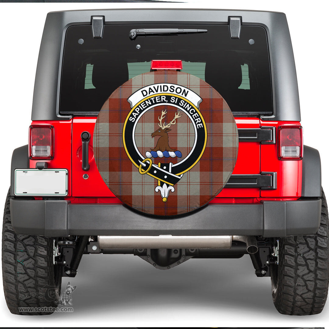 Scottish Davidson Dress Dancers Clan Tartan Crest Spare Tire Cover - Show Your Clan Pride
