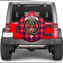 Scottish Hamilton Modern Clan Tartan Crest Spare Tire Cover - Show Your Clan Pride