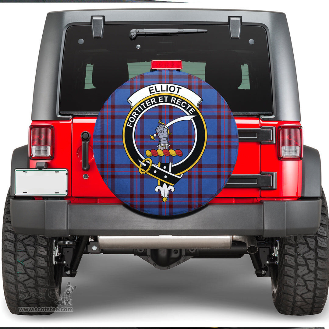 Scottish Elliot Modern Clan Tartan Crest Spare Tire Cover - Show Your Clan Pride