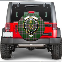 Scottish Gray Hunting Clan Tartan Crest Spare Tire Cover - Show Your Clan Pride
