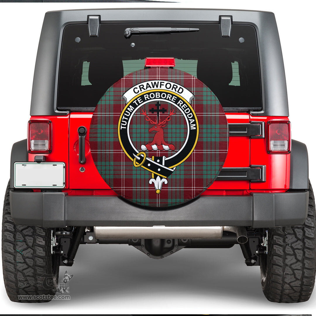 Scottish Crawford Modern Clan Tartan Crest Spare Tire Cover - Show Your Clan Pride