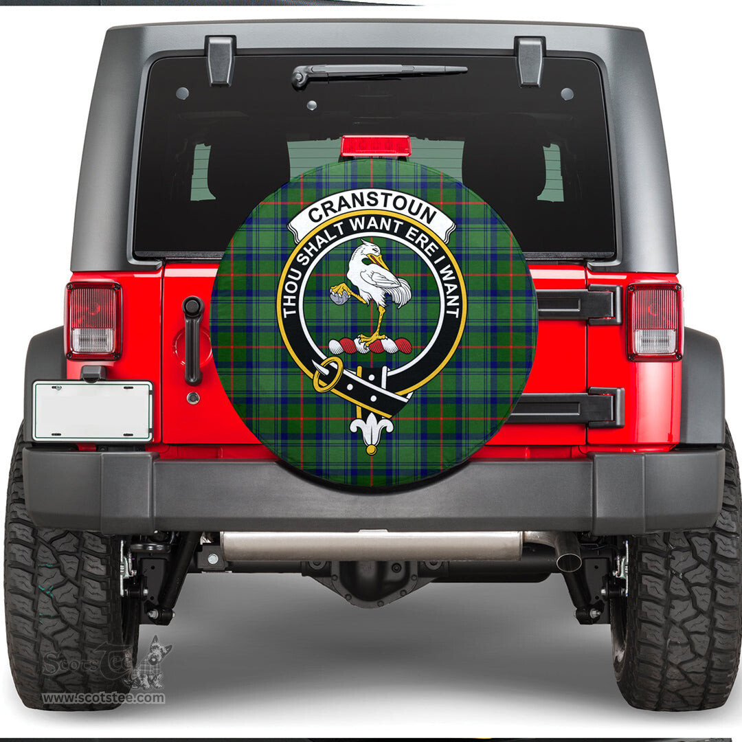 Scottish Cranstoun Clan Tartan Crest Spare Tire Cover - Show Your Clan Pride