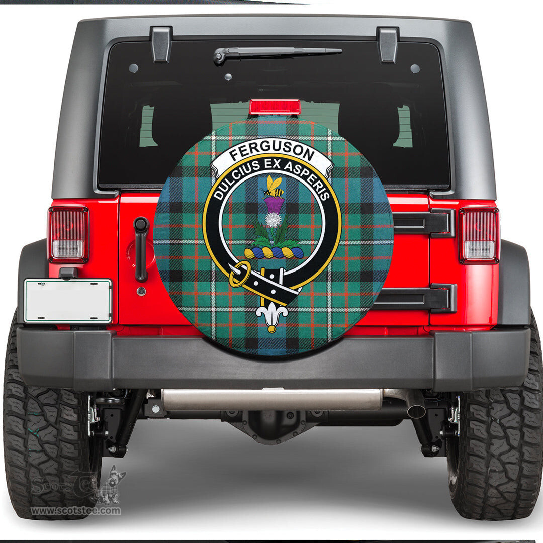 Scottish FERGUSON ANCIENT Clan Tartan Crest Spare Tire Cover - Show Your Clan Pride