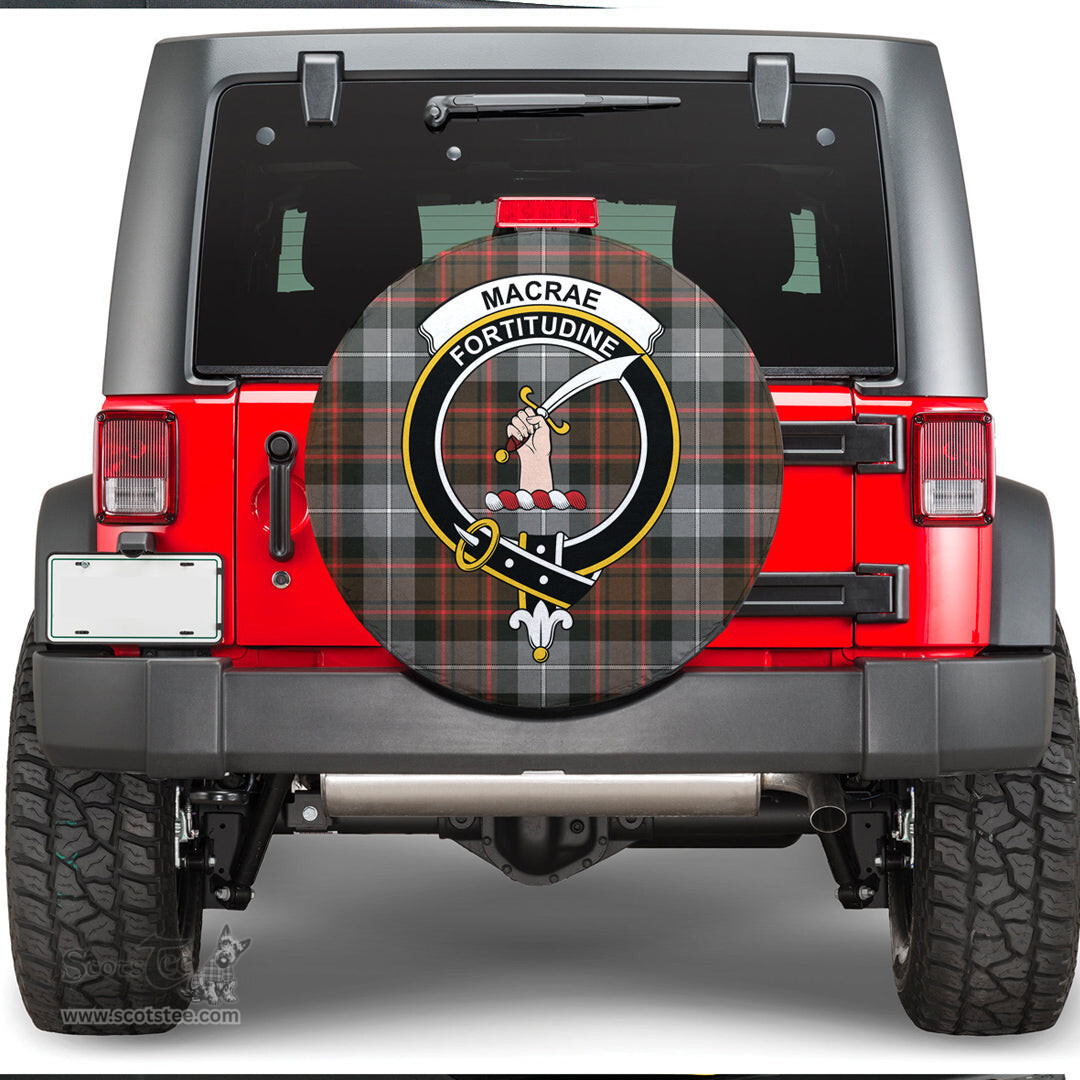 Scottish MacRae Hunting Weathered Clan Tartan Crest Spare Tire Cover - Show Your Clan Pride