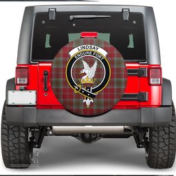 Scottish Lindsay Weathered Clan Tartan Crest Spare Tire Cover - Show Your Clan Pride