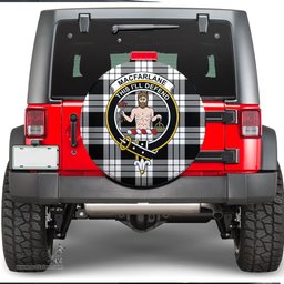 Scottish MacFarlane Black White Clan Tartan Crest Spare Tire Cover - Show Your Clan Pride