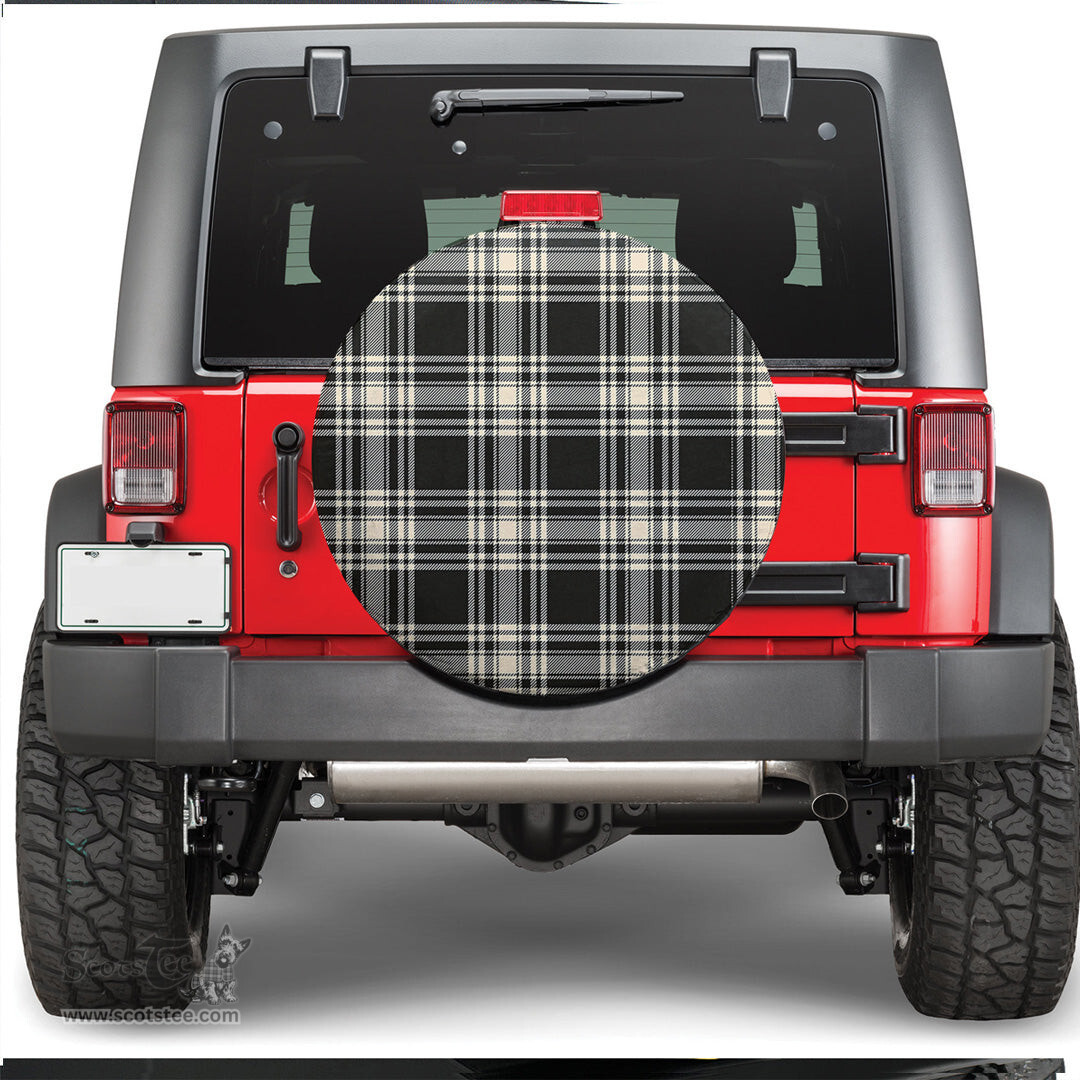 Scottish Menzies Black White Ancient Tartan Spare Tire Cover - Show Your Clan Pride