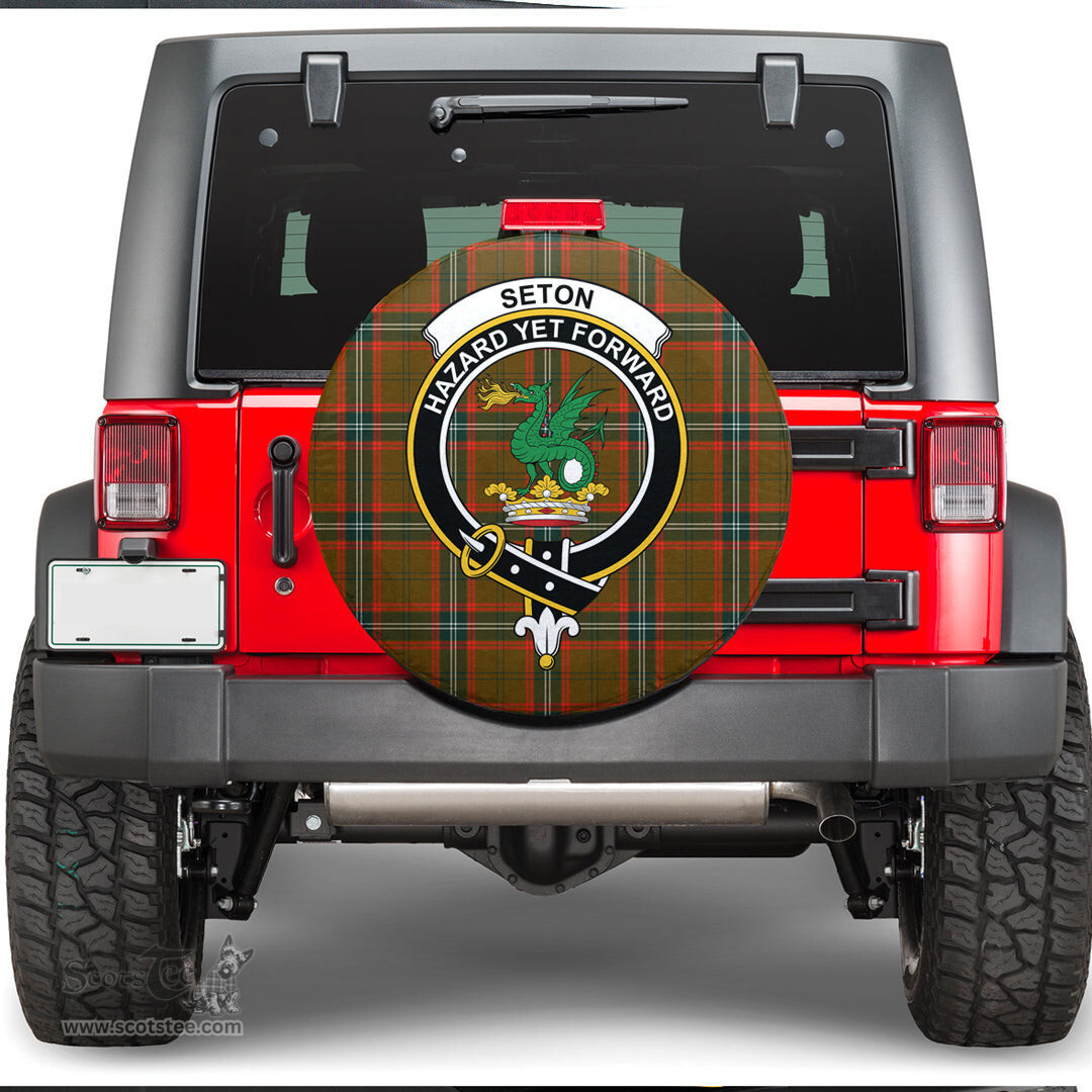 Scottish Seton Hunting Modern Clan Tartan Crest Spare Tire Cover - Show Your Clan Pride