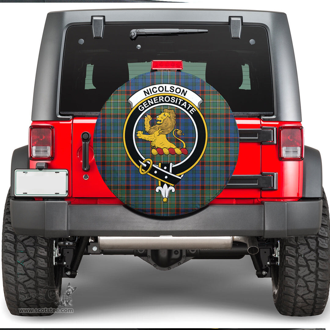 Scottish Nicolson Hunting Ancient Clan Tartan Crest Spare Tire Cover - Show Your Clan Pride