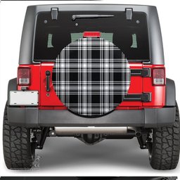 Scottish Menzies Black White Modern Tartan Spare Tire Cover - Show Your Clan Pride
