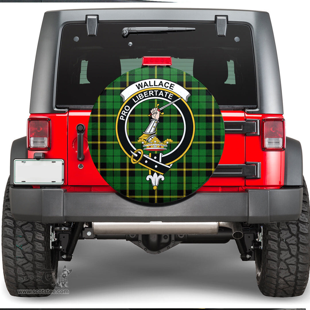 Scottish Wallace Hunting Green Clan Tartan Crest Spare Tire Cover - Show Your Clan Pride